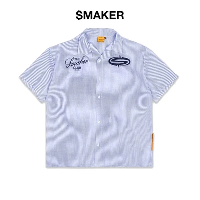 [SMAKER] Áo sơ mi trắng sọc xanh dương vải linen - IN SHAWTY WE DONT STRIPE SHIRT IN BLUE