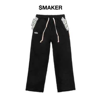 [SMAKER] Quần dài màu đen 100% cotton nỉ túi tiền - 2 POCKETS FULL SWEAT PANTS IN BLACK