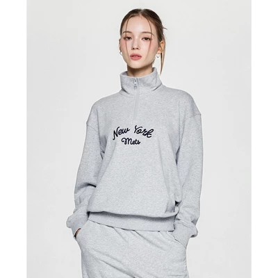 MLB - Áo sweatshirt unisex cổ bẻ tay dài Basic Lettering_3AMTB3354-09MGS