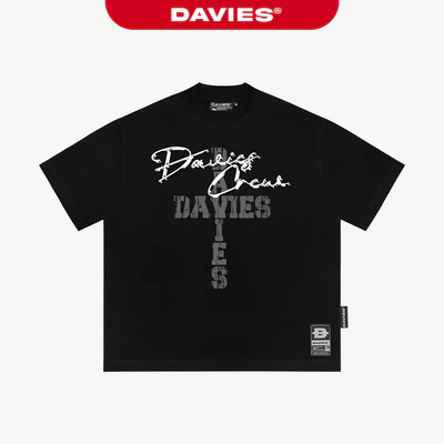 Áo thun nam nữ form rộng DAVIES thiết kế hình in chữ cách điệu đậm chất đường phố co giãn Revival Tee | D-T39