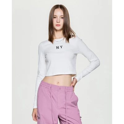 MLB - Áo croptop nữ cổ tròn tay dài Basic Coopers_3FTSB0354-50IVS