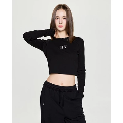 MLB - Áo croptop nữ cổ tròn tay dài Basic Coopers_3FTSB0354-50BKS