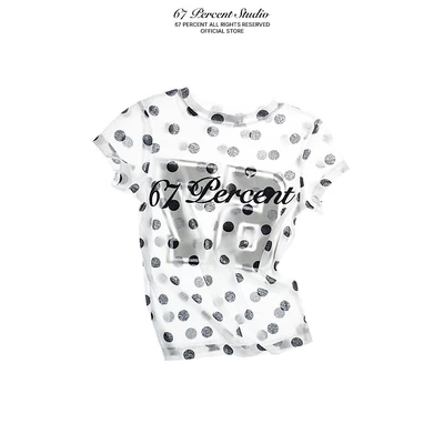 Áo Thun Họa Tiết Chấm Bi Vải Xuyên Thấu 67 PERCENT / 67% In Logo Form Baby Tee - KAWAKUBO BABY TEE