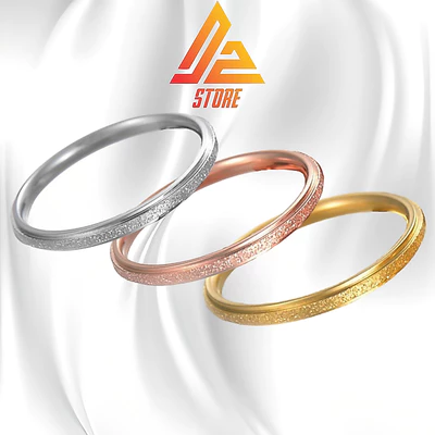 Nhẫn DZ Sandblast 2mm khắc tên theo yêu cầu - Nhẫn xăm kim Titanium [Bảo hành 5 năm]
