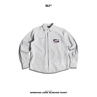 Áo Sơ mi tay dài Oxford SLY Working sọc xám