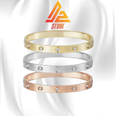 Vòng LOVE 10 kim cương khắc tên theo yêu cầu cặp đôi unisex Titanium [Bảo hành 5 năm]