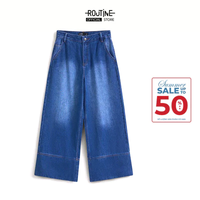 Quần Jeans Nữ Trơn Ống Đứng Form Wide Leg - Routine 10F24DPAW009R1