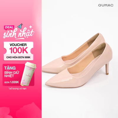 Giày Cao Gót Nữ GUMAC Da Bóng Mũi Nhọn Gót Thanh Mảnh Sang Trọng GF04043