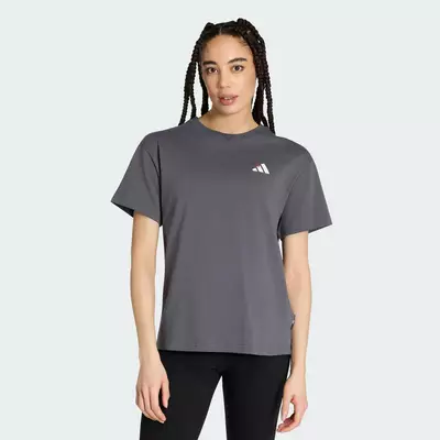 adidas Phong cách sống ÁO THUN GRAPHIC THÊU DÁNG RỘNG Nữ Xám KT2739