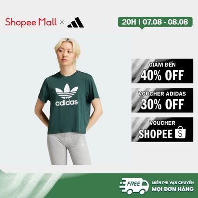 [Duy nhất 8.8 - VOUCHER 30%]adidas Phong cách sống Áo Thun Boxy Ba Lá Adicolor Nữ màu xanh lá IY4687