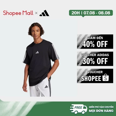 [Duy nhất 8.8 - VOUCHER 30%]adidas Phong cách sống Áo Thun Single Jersey 3 Sọc Essentials Nam Đen JW1949