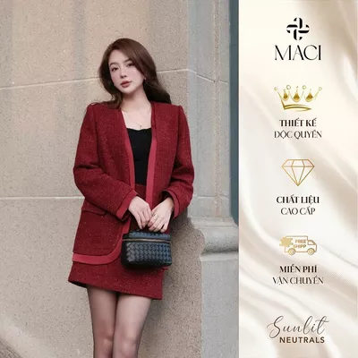 Chân Váy Dạ Tweet Hàn Lót Quần MACI MCVCVDO0241 Thời Trang Nữ Thiết Kế Độc Quyền