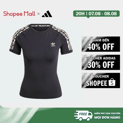 [Duy nhất 8.8 - VOUCHER 30%]adidas Lifestyle Leopard 3-Stripes Tee Women Black IW8478