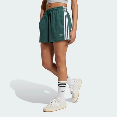 adidas Phong cách sống Quần Short Vải Thun Da Cá 3 Sọc Nữ màu xanh lá IY2156