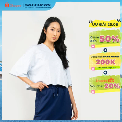 Áo Thun Tay Ngắn Nữ Skechers Skechers Authentic - Lounge Short Sleeve Tee - SL425W464-LBM1