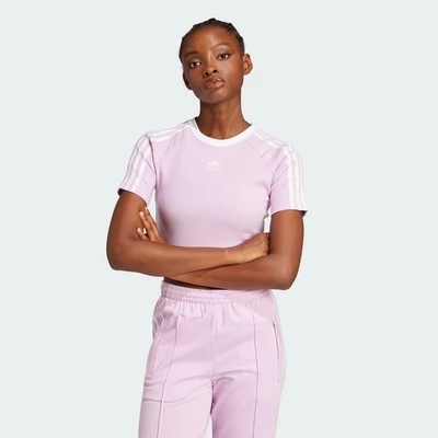 adidas Phong cách sống Áo Baby Tee 3 Sọc Nữ Màu tím JC6365