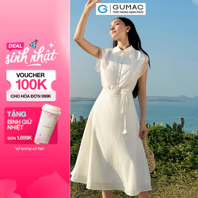 Chân váy nữ GUMAC xòe dây hoa VE04040