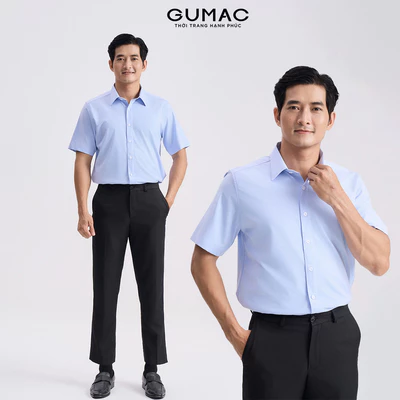 Áo Sơ Mi Nam GUMAC Form Suông Tay Ngắn Chất Bamboo Mặc Mát Công Sở ANG04062