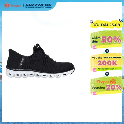 Giày Thể Thao Nữ Skechers Slip-ins Sport Active Glide-Step Love Story Thường Ngày - 104555-BKW Air-Cooled Memory Foam
