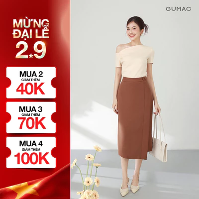 Chân Váy Dáng Suông Nữ GUMAC Chân Váy Công Sở Tà Đắp Xẻ Sau Lưng Cao Thiết Kế Thanh Lịch LVE1106