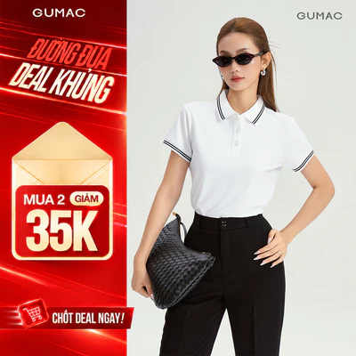 Áo Polo Nữ GUMAC Áo Thun Cá Sấu Cổ Phối Viền Co Giãn Thoáng Mát Công Sở Thể Thao LPLE0917