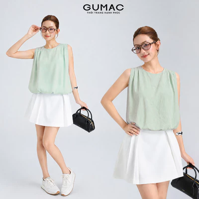 Áo Kiểu Nữ Gmorning - GUMAC Form Bí Không Tay Cổ Tròn Trẻ Trung Hiện Đại YAG05009