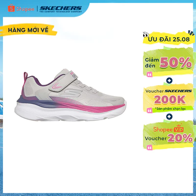 Giày Thể Thao Bé Gái Skechers Max Run - 303989L-GRY Air-Cooled Goga Mat