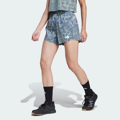 adidas Gym & Training Quần Short Tập Luyện Train Essentials với họa tiết in toàn bộ Nữ màu xanh lá JE8690