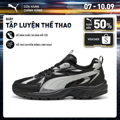 Giày Thể Thao PUMA Unisex Milenio tech_ Black-Cool Light Gray-Silver Màu Đen