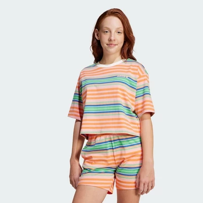 adidas Phong cách sống Áo Thun Lửng Kẻ Sọc Trẻ Em Trẻ em Hồng JC8392