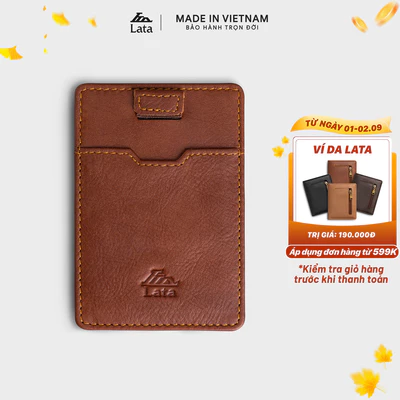 Ví nam da bò Lata (Thời trang nam đựng namecard - Ví da thật LVN77)