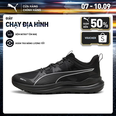 Giày Chạy Bộ PUMA Unisex Reflect Lite Trail Black-Cool Dark Gray-Silver Màu Đen
