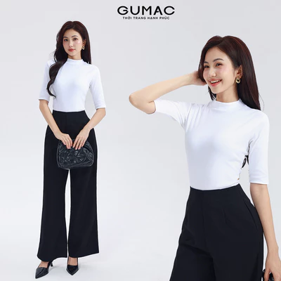 Áo Thun Nữ GUMAC Form Slim Cổ Lọ Tay Lửng Thanh Lịch Chất Mềm Mịn Co Giãn Tốt ATF11021