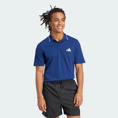 adidas Lifestyle Essentials Small Logo Piqué Polo Shirt Men Blue JE9021