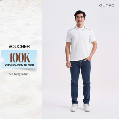 Quần Jeans Nam GUMAC Form Ôm Co Giãn Lưng Rời Túi Hàm Ếch Diễu Chỉ Nổi Cùng Màu QJNG09042