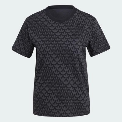 adidas Phong cách sống Áo Thun Monogram Ba Lá Nữ Đen II3180