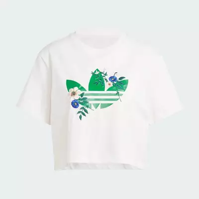 adidas Phong cách sống Áo Thun Ba Lá In Graphic Hoa Phong Cách Thời Trang Nữ trắng IS3870