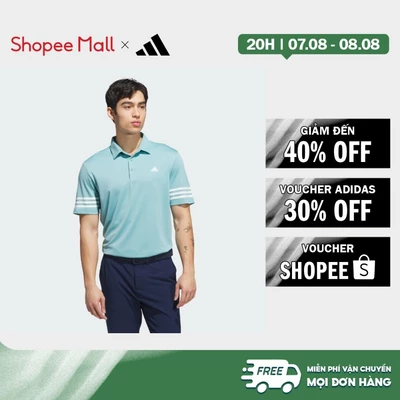 [Duy nhất 8.8 - VOUCHER 30%]adidas Đánh gôn Áo Polo 3 Sọc Nam Ngọc lam JX7206