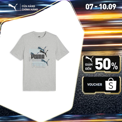 Áo Thun Thời Trang Nam PUMA Graphics Multiple Logo Tee Light Gray Heather Màu Xám