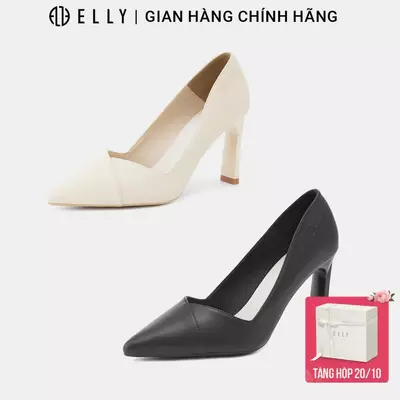 Giày cao gót nữ ELLY EGM237 da microfiber mũi nhọn gót 8.5cm thanh lịch