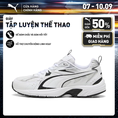 Giày Thể Thao PUMA Unisex Milenio tech White-Black-Silver Màu Trắng