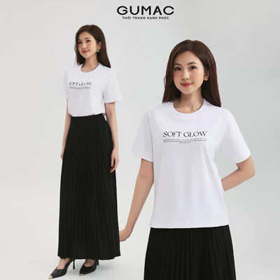 Áo thun GUMAC form suông cơ bản có in chữ ở thân trước  ATF12027
