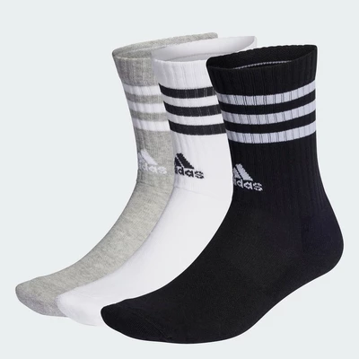 adidas Phong cách sống & Bóng rổ Bộ 3 Đôi Tất Cổ Cao Lót Đệm 3 Sọc Unisex Xám IC1323