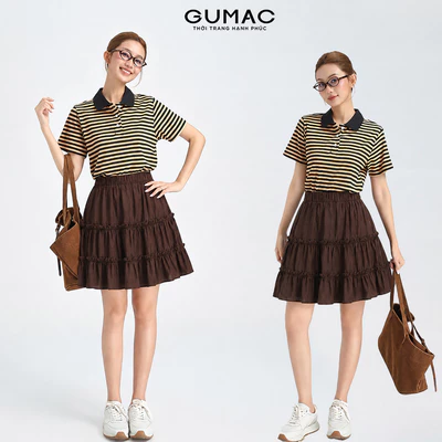 Chân Váy Nữ Gmorning - GUMAC Form A Xòe Lưng Thun Xếp Tầng Nữ Tính Trung Phù Hợp Đi Chơi Đi Làm YVG06018