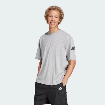 adidas Phong cách sống Áo Thun Dáng Rộng Logo 3 Thanh Essentials Nam Xám JF3618
