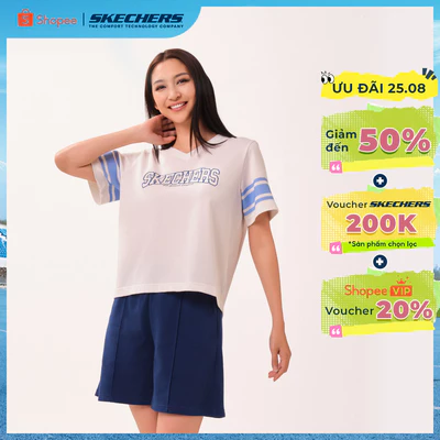 Áo Thun Tay Ngắn Nữ Skechers Skechers Authentic Iconic Short Sleeve Tee - SL226W178-00QF