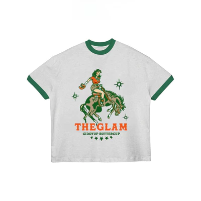 TheGlam CHÍNH HÃNG - Áo Thun Ringer Tee "WILD RODEO" Xám Xanh Form Boxy UNISEX Nam Nữ - TS04-20