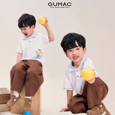 Quần Dài Bé Trai GUMAC Form Barrel Túi Đắp Lưng Thun Kaki Chéo Năng Động QKG04029