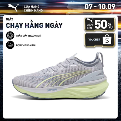 Giày Chạy Bộ PUMA Nam ForeverRun NITRO 2 Vibrant Silver-Apple Spritz Màu Xám