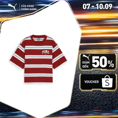 Áo Thun Thời Trang PUMA Nữ SQUAD Striped Tee Intense Red Màu Đỏ